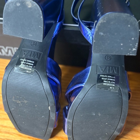 PRICE DROP!!!! MIA - Shiny Blue, Block Heel, Ankle Strap Sandals - Picture 5 of 6